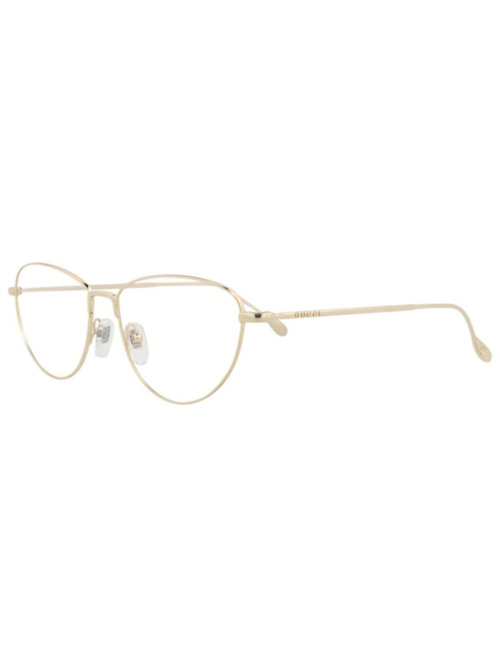 New Gucci Women's Eyeglasses Cat Eye Metal Frame Gold Gold Transparent